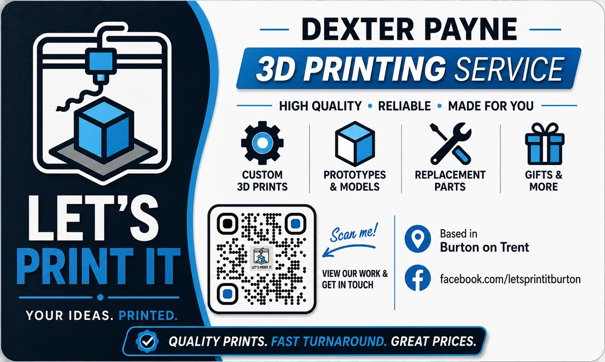Let's Print It business card with contact details